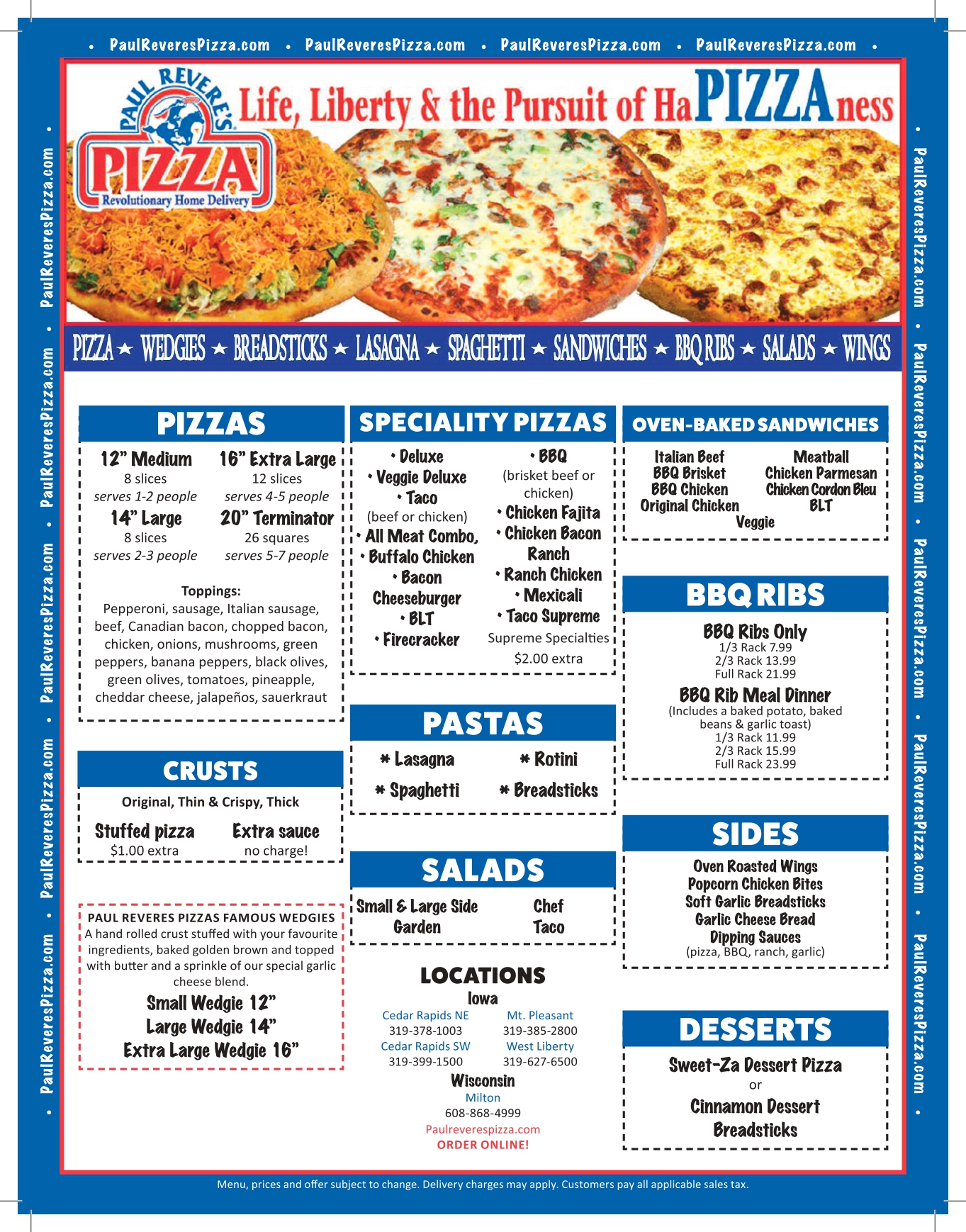 Coupons | Cedar Rapids, IA | Paul Revere's Pizza