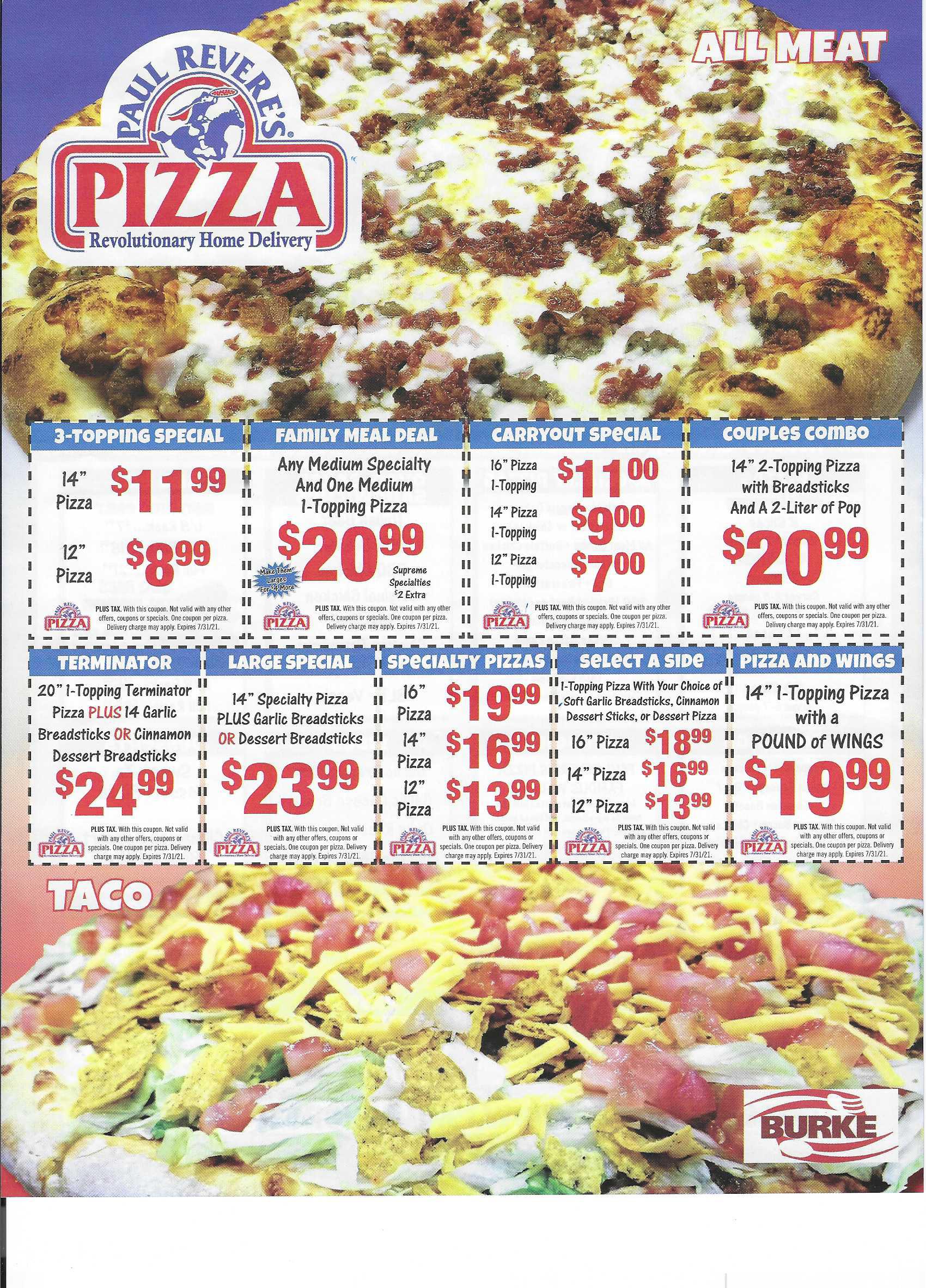 Coupons | Cedar Rapids, IA | Paul Revere's Pizza